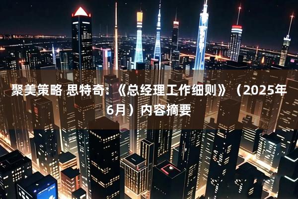 聚美策略 思特奇: 《总经理工作细则》（2025年6月）内容摘要